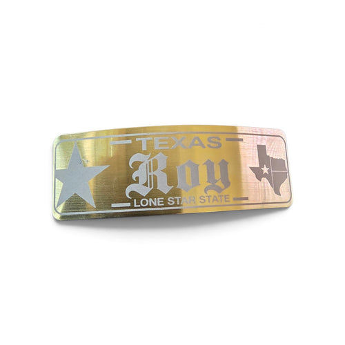 THE TEXAS STATE STAINLESS STEEL NAME PLATE GOLD