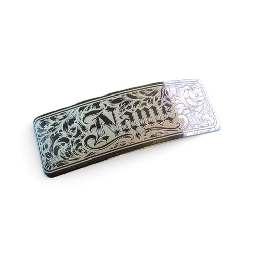 THE FLORAL STAINLESS STEEL NAME PLATE BLACK