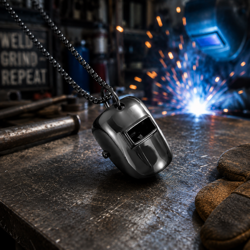 The Black Out Welder Pendant and Necklace set