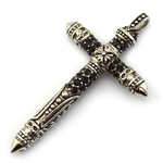 The Cross pendant with black stones